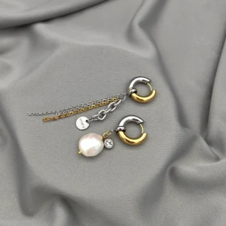 Серьги BICOLOR PEARL ASYMMETRIC