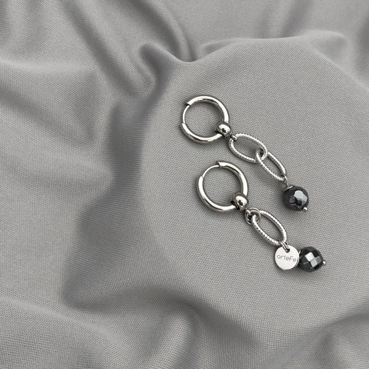 Серьги HEMATITE. EMBOSSED CHAIN