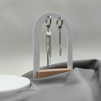 СЕРЬГИ STRAIGHT PEARL AND SNAKE CHAIN